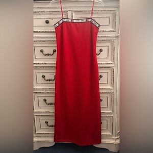 Red Slip Dress with 'LOVE USA' Trim